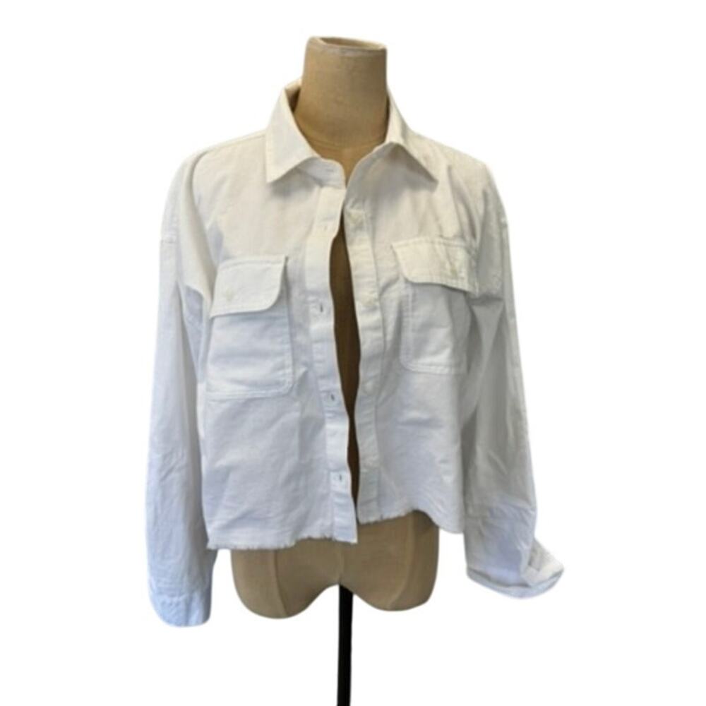 "NO BRAND TAG" 100% Cotton Cropped‎ Long Sleeve Top SZ M? Cottage Core Poolside